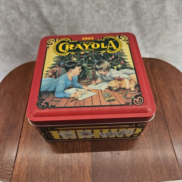 Crayola‎ Colorful Red Yellow Holiday Wishes 1992 Limited Edition Tin Empty - Picture 1 of 12